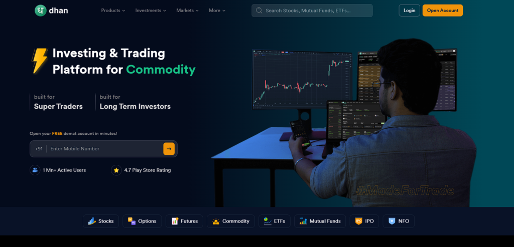 Dhan Homepage